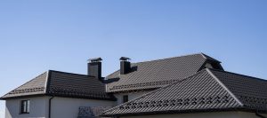 a newly installed shingle roof on a home